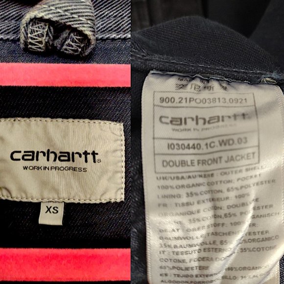 Carhartt WIP double front washed distressed oversized jean jacket Size XS unisex - Picture 11 of 11